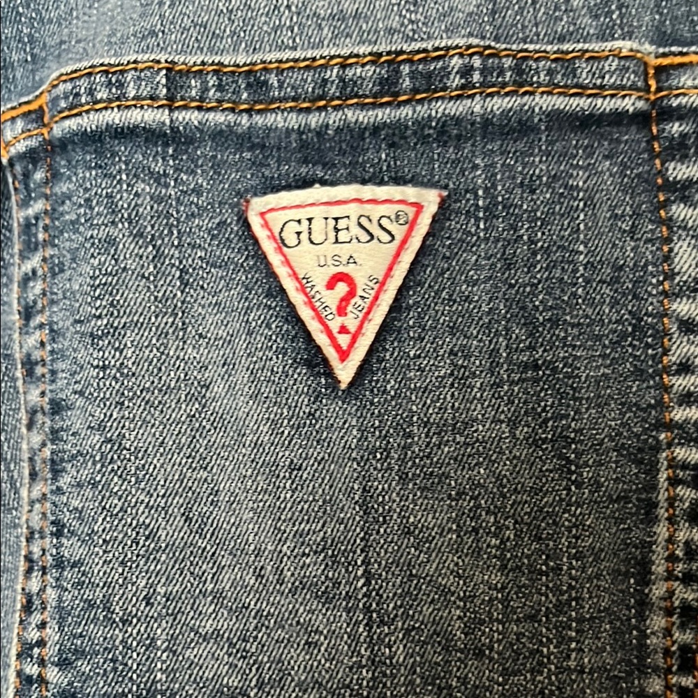Guess High Rise Blue Jeans with Tapered Zippered Leg - Picture 4 of 16